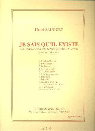 Je Sais Qu'Il Existe Cht/Piano (12 Poemes De M.Careme 1973