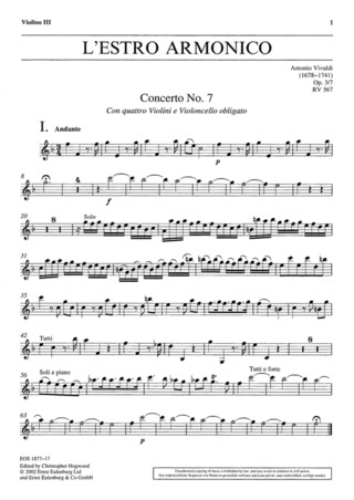 L'Estro Armonico Op. 3/7 Rv 567 / Pv 249