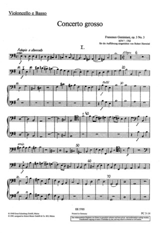 Concerto Grosso E Minor Op. 3/3