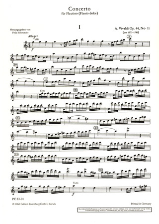 Concerto C Major Op. 44/11 Rv 443 / Pv 79 (VIVALDI ANTONIO)