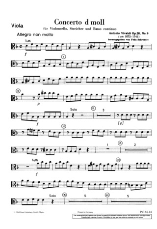 Concerto D Minor Op. 26/9 Rv 406/481 (VIVALDI ANTONIO)
