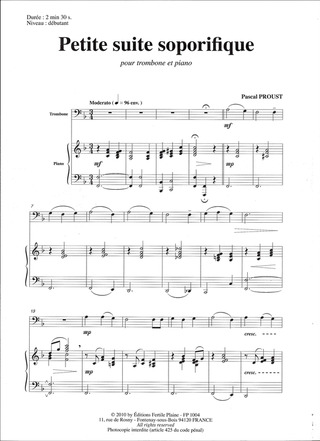 Petite Suite Soporifique (Trombone Et Piano) (PROUST PASCAL)
