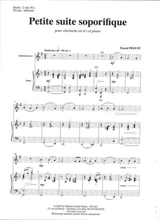 Petite Suite Soporifique (Clarinette Et Piano)