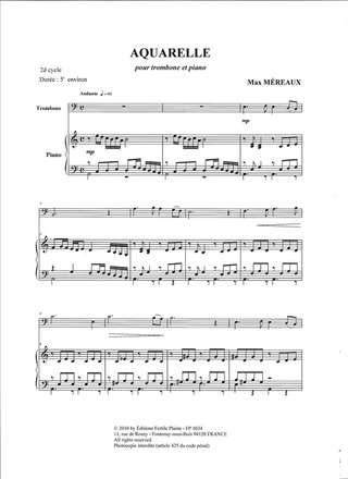 Aquarelle (Trombone Et Piano)