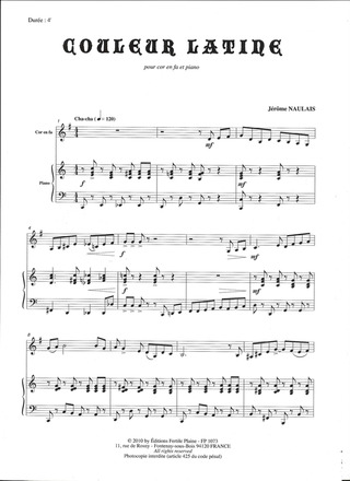 Couleur Latine (Cor Et Piano)