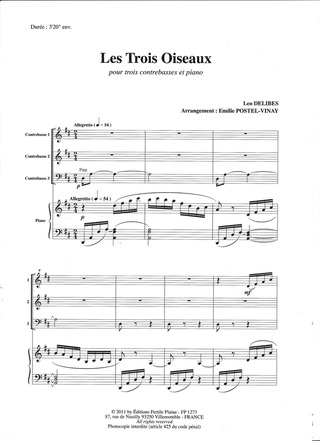 3 Oiseaux (Pour Trio De Contrebasse Et Piano, D'Après Delibes)
