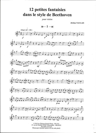 12 Petites Fantaisies Dans Le Style De Beethoven (Violon Solo)