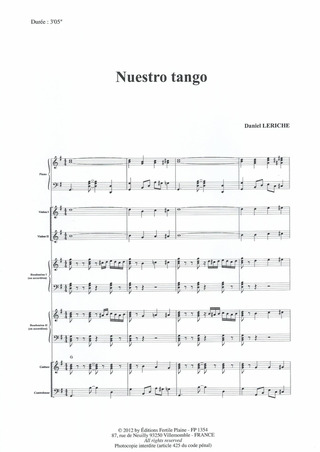 Nuestro Tango (2 Bandonéons, 2 Violons, Guitare, Cbasse Et Piano