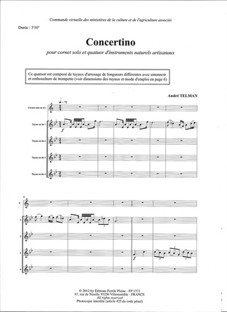 Concertino (Pour Trompette Et Quatuor D'Instruments Naturels)
