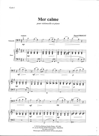 Mer Calme (Violoncelle Et Piano)