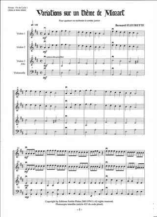 Variations Sur Un Thème De Mozart (Quatuor A Cordes)