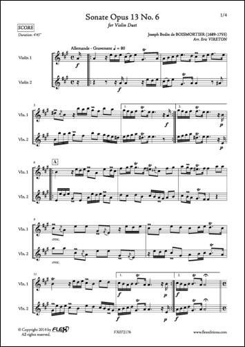 Sonata Op. 13 No. 6 (BOISMORTIER JOSEPH BODIN DE)