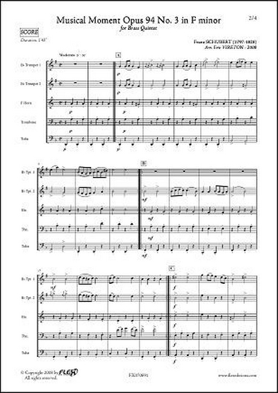 Moment Musical Op. 94 #3 En Fa Mineur (SCHUBERT FRANZ)