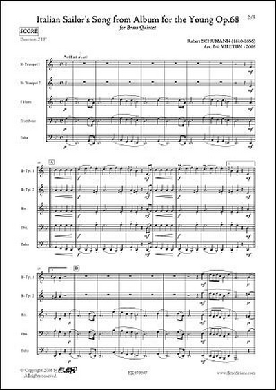 Chants De Matelots - Issu De L'Album Pour La Jeunesse Op. 68 #37 (SCHUMANN ROBERT)
