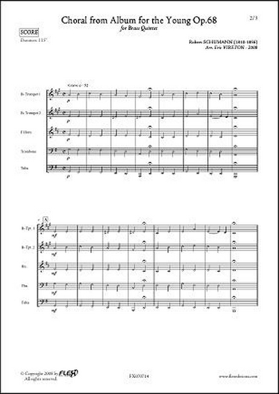 Choral - Issu De L'Album Pour La Jeunesse Op. 68 #4 (SCHUMANN ROBERT)