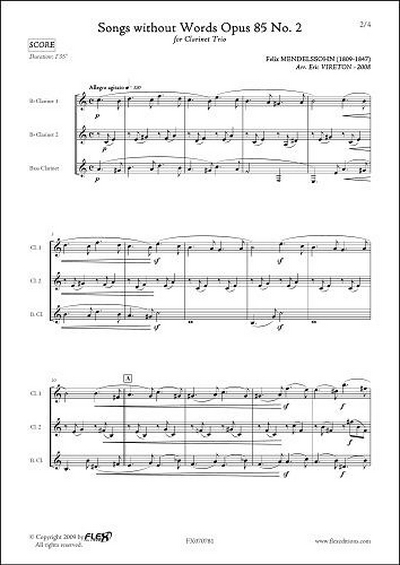 Romances Sans Paroles Op. 85 #2 (MENDELSSOHN-BARTHOLDY FELIX)