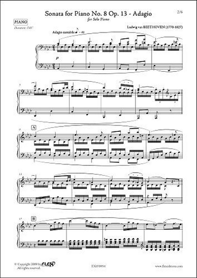 Sonate Pour Piano #8 Op. 13 - Adagio - La Pathétique (BEETHOVEN LUDWIG VAN)