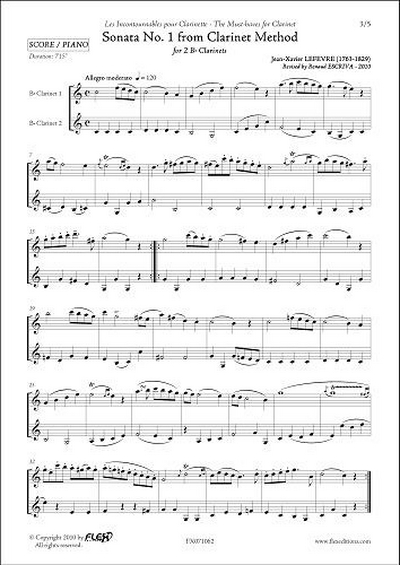 Sonate #1 De La Méthode De Clarinette (LEFEVRE JEAN-XAVIER)