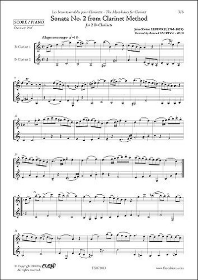 Sonate #2 De La Méthode De Clarinette (LEFEVRE JEAN-XAVIER)