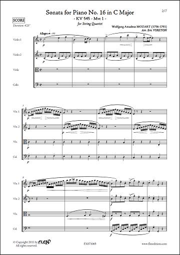 Sonate Pour Piano #16 En Do Majeur Kv 545 - 1er Mvt (MOZART WOLFGANG AMADEUS)