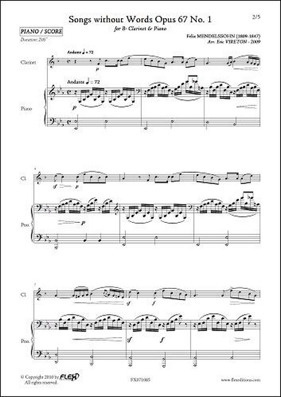 Romances Sans Paroles Op. 67 #1 (MENDELSSOHN-BARTHOLDY FELIX)