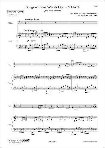 Romances Sans Paroles Op. 67 #2 (MENDELSSOHN-BARTHOLDY FELIX)