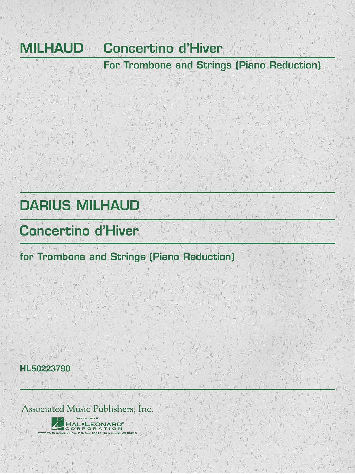 Milhaud Concertino D'Hiver Trombone/Strings (Piano)