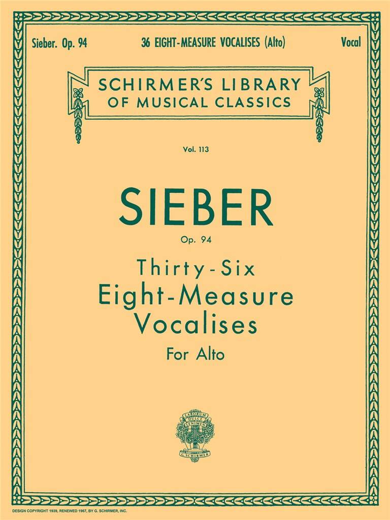 36 EIGHT-MEASURE VOCALISES, OP (SIEBER FERDINAND)