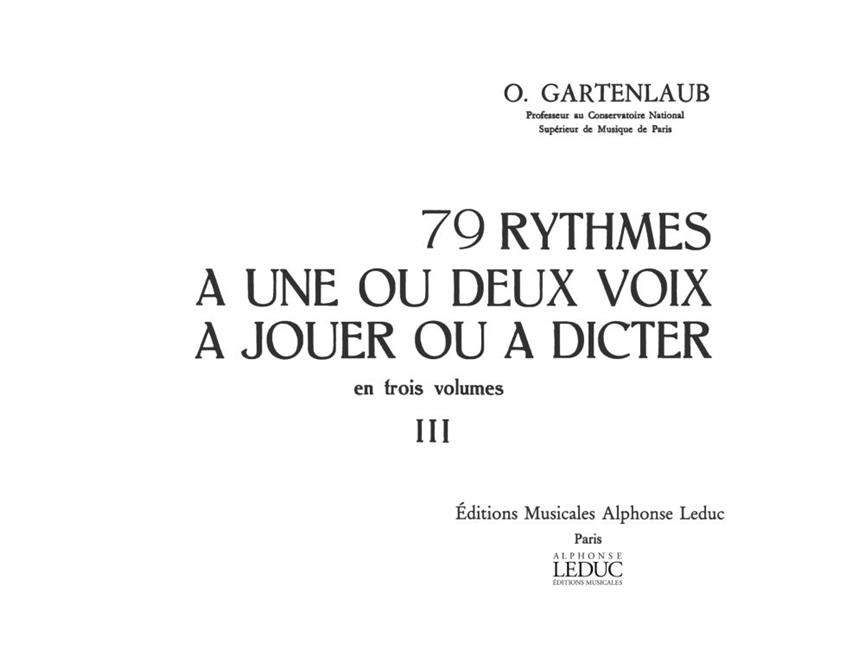 79 Rythmes A 1 Ou 2 Voix A Jouer Ou A Dicter En 3 Volumes Vol.3