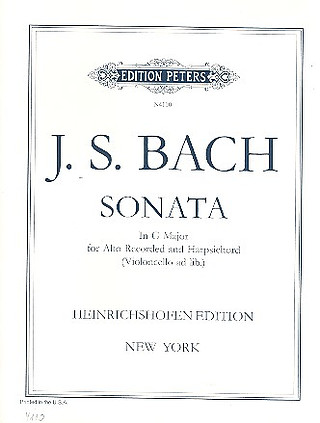 Sonata In G Major - Bwv 1032.Originally For Flûte (A)