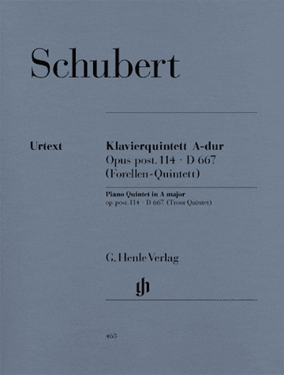 Quintet A Major Op. Post. 114 D 667 For Piano, Violin, Viola, Violoncello And Double Bass (Trout Quintet) (SCHUBERT FRANZ)
