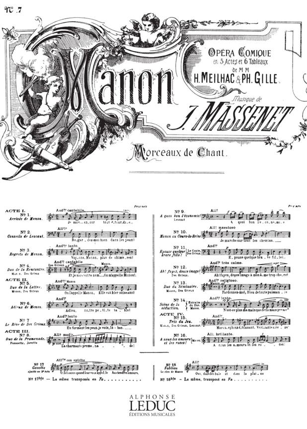 Manon Air N07 Le Rêve De Des Grieux Tenor Et Piano (MASSENET JULES)