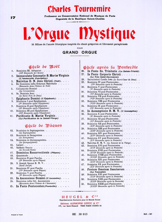 Orgue Mystique N017 Cycle De Paques-Dominica Resurrectionis-Orgue (TOURNEMIRE CHARLES)