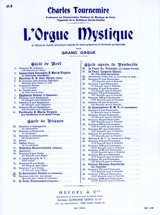 Orgue Mystique N023 Cycle De Paques-In Ascensione Domini-Orgue (TOURNEMIRE CHARLES)