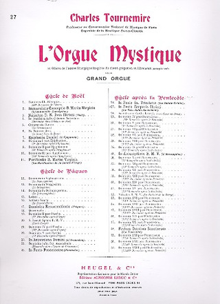 Orgue Mystique N027 Cycle Apres La Pentecote-Festo Corporis Chr.-Orgue (TOURNEMIRE CHARLES)