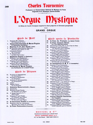 Orgue Mystique N035 Cycle Apres Pentecote-In Assumptione B.M.V.-Orgue (TOURNEMIRE CHARLES)
