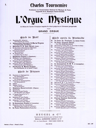 Orgue Mystique N001 Cycle De Noel-Dominica 3 Adventus-Orgue (TOURNEMIRE CHARLES)