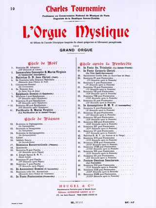 Orgue Mystique N010 Cycle De Noel-Dominica 3 Post Epiphaniam-Orgue (TOURNEMIRE CHARLES)