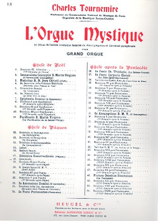 Orgue Mystique N018 Cycle De Paques-Quasimodo-Orgue (TOURNEMIRE CHARLES)
