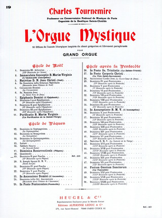 Orgue Mystique N019 Cycle De Paques-Dominica 2 Post Pascha-Orgue (TOURNEMIRE CHARLES)