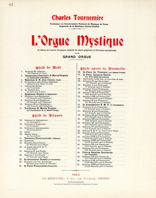 Orgue Mystique N042 Cycle Apres Pentecote-Nativitas B.M-Virginis-Orgue (TOURNEMIRE CHARLES)