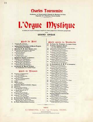 Orgue Mystique N021 Cycle De Paques-Dominica 4 Post Pascha-Orgue (TOURNEMIRE CHARLES)
