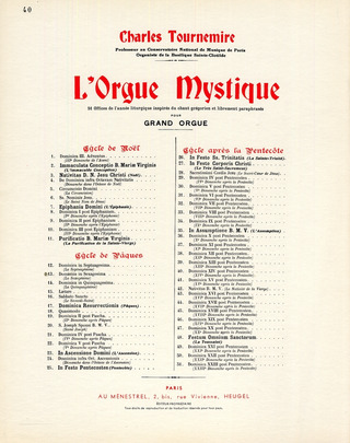 Orgue Mystique N040 Cycle Apres Pentecote-Dom.14 Post Pentecoste-Orgue (TOURNEMIRE CHARLES)