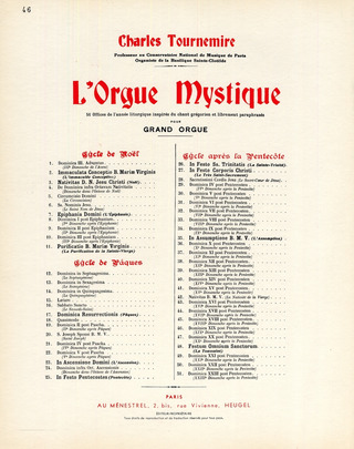 Orgue Mystique N046 Cycle Apres Pentecote-Dom.19 Post Pentecoste-Orgue (TOURNEMIRE CHARLES)