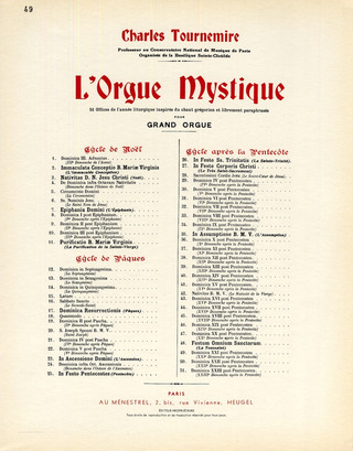 Orgue Mystique N049 Cycle Apres Pentecote-Dom.21 Post Pentecoste-Orgue (TOURNEMIRE CHARLES)
