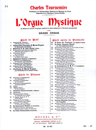 Orgue Mystique N051 Cycle Apres Pentecote-Dom.23 Post Pentecoste-Orgue (TOURNEMIRE CHARLES)
