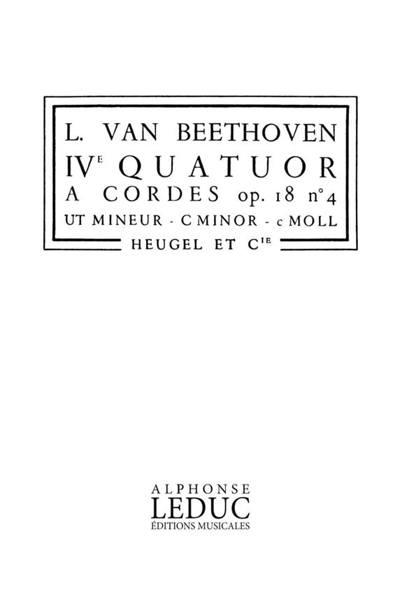 Quatuor A Cordes N004 Op. 18 N04 Ut Min/2 Violons/Alto/Violoncelle/Partition Ph57 (BEETHOVEN LUDWIG VAN)