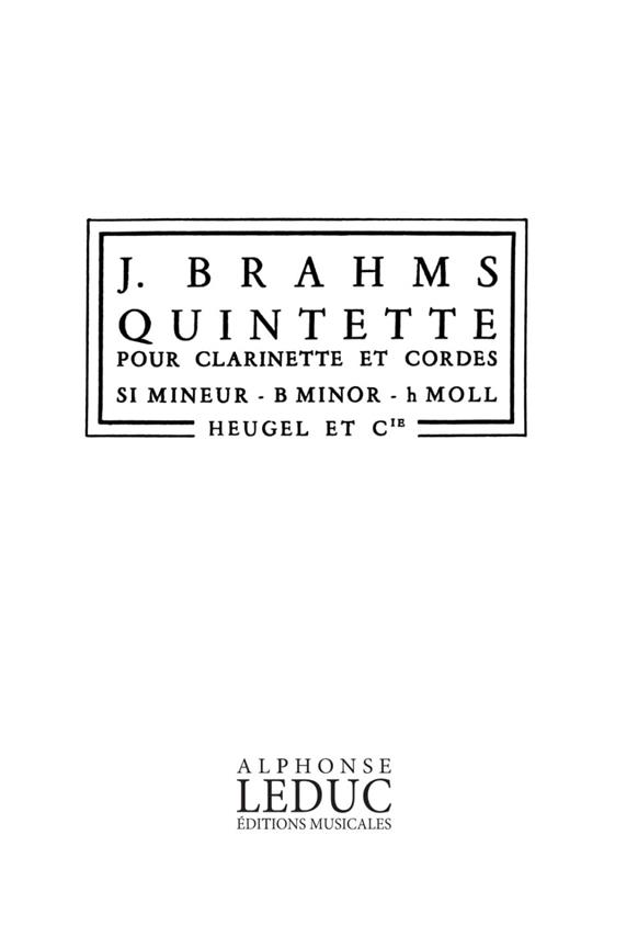 Quintette Clarinette Et Cordes Op. 115 Si Mineur Partition D'Orchestre In 16 Ph96 (BRAHMS JOHANNES)