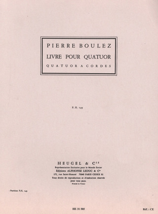 Livre Pour Quatuor (BOULEZ PIERRE)