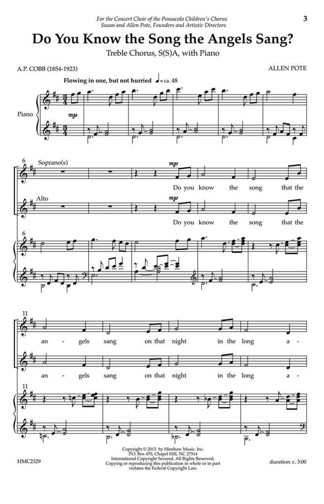 Do You Know The Song The Angels Sang? (POTE ALLEN)